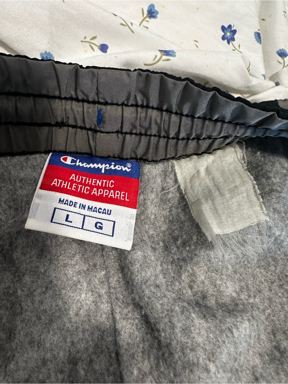 VTG Y2K Champion Black C2H4 Sz:L Splicing 3M Lined Seaplane Wide Leg Track Pants - Picture 13 of 14